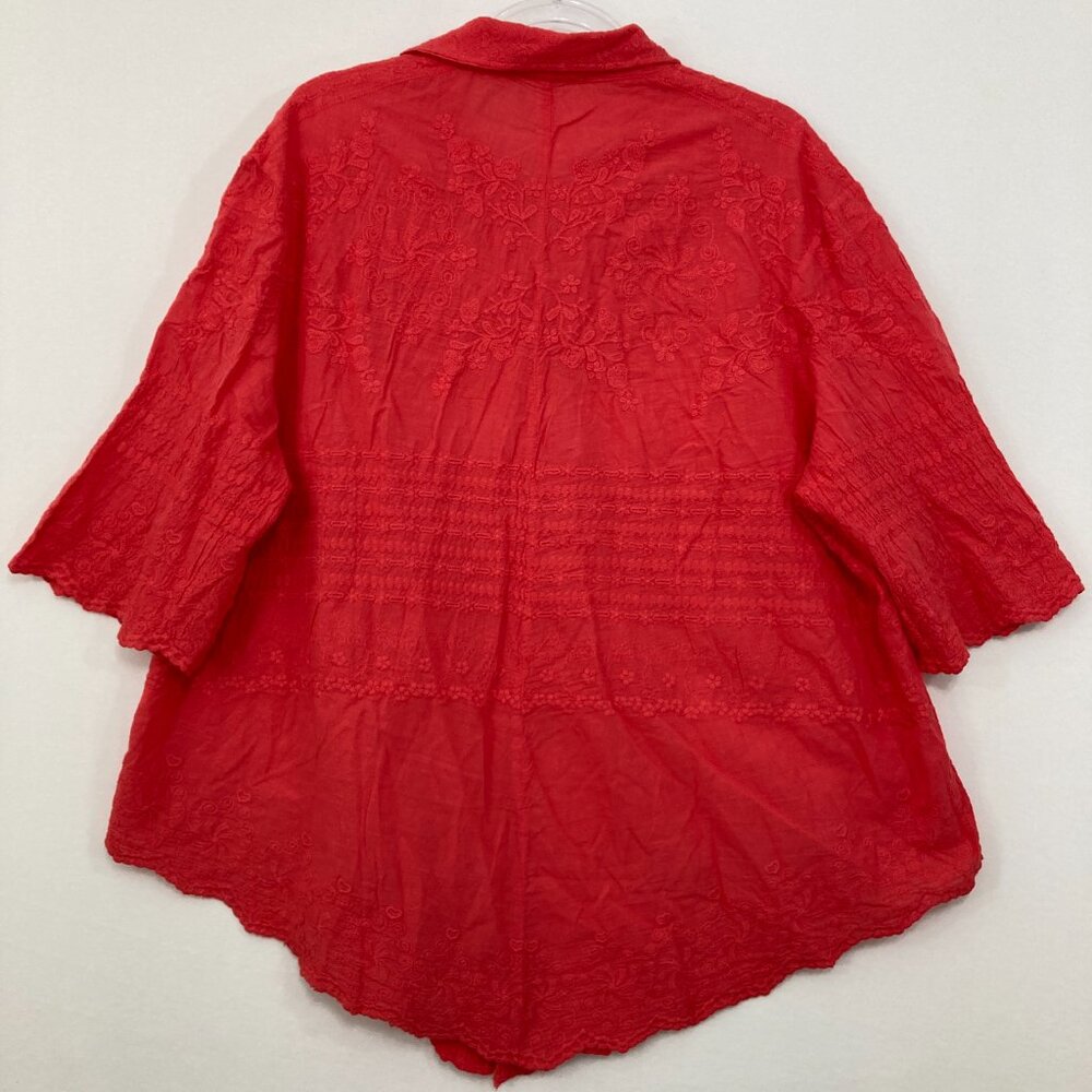 Solitaire 1x Red Embroidered Textured Flare Sleev… - image 8